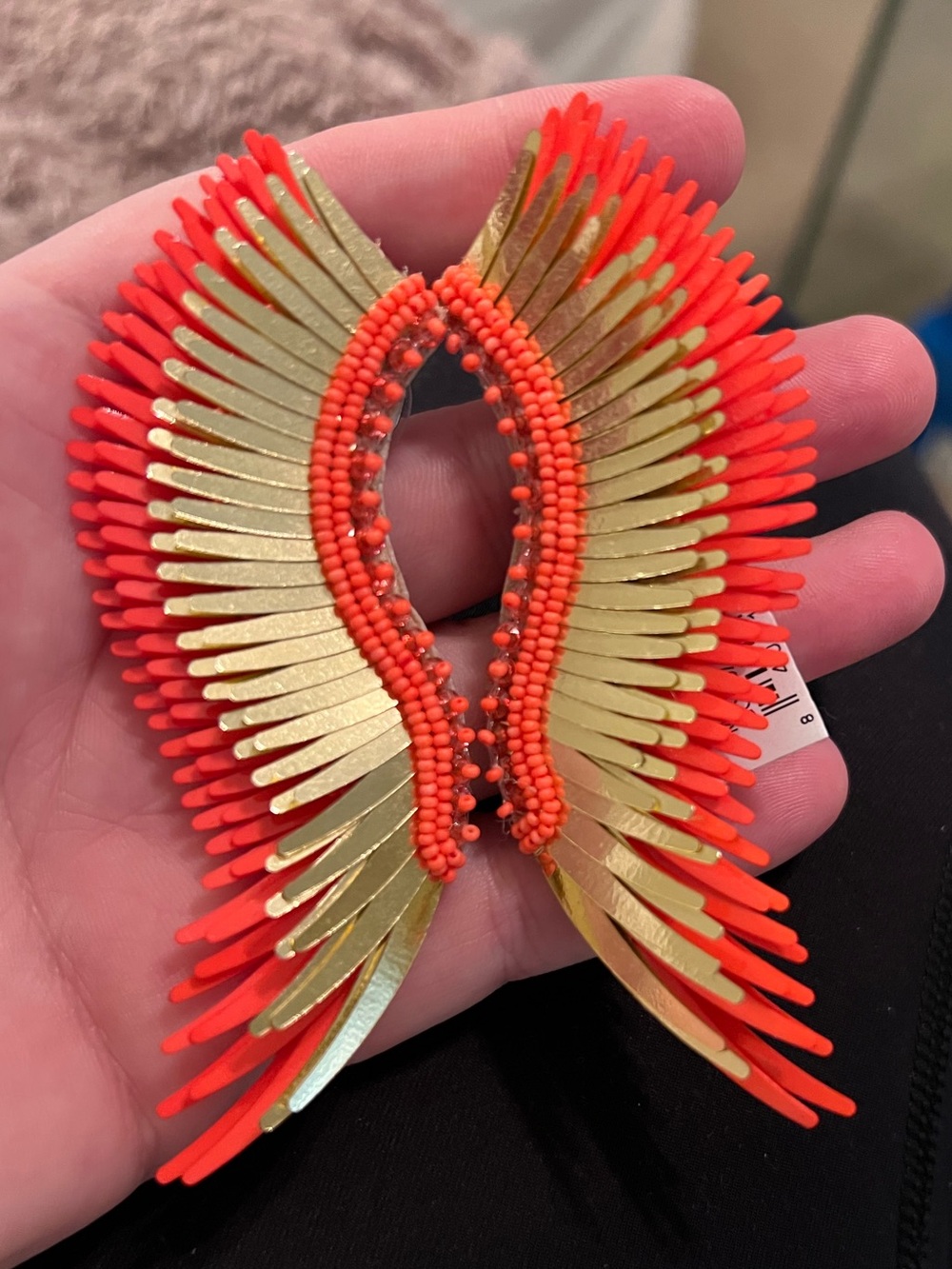 NEW WITH TAG Mignonne Gavigan Madeline Earrings Gold and Neon Orange